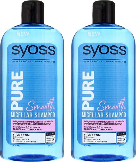SYOSS Pure Smooth Micellar Shampoo - 2 x 500 ml | bol