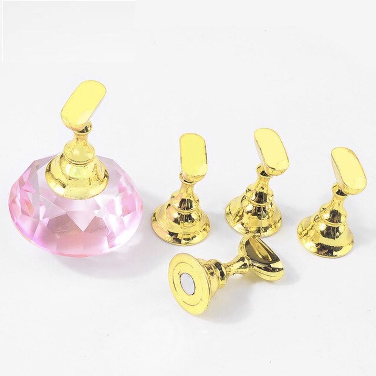 Goedkoopste WiseGoods Magnetische Kunstnagel Houder - Nepnagel Oefen Display met 5 Houders - Nep Nagels - Nageltips - Roze Kristal