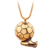 Ketting met Voetbal en Voetbalschoen Hanger - Goud Kleurig - Kettingen Heren Jongens Meisjes - Cadeau voor Man - Mannen Cadeautjes