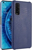 Oppo Find X2 Kunstleren Hoesje met Krokodil Textuur Donkerblauw