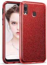 Samsung Galaxy A20E Hoesje Glitters Siliconen TPU Case rood - BlingBling Cover