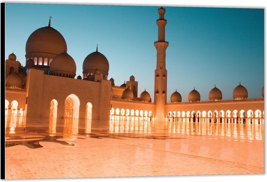 Dibond -Sheikh Zayed Moskee Abu Dhabi- Foto op Aluminium (Met Ophangsysteem)