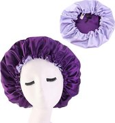 Paarse Satijnen Slaapmuts + Scrunchie / Hair Bonnet / Haar bonnet van Satijn / Satin bonnet / Afro nachtmuts voor slapen