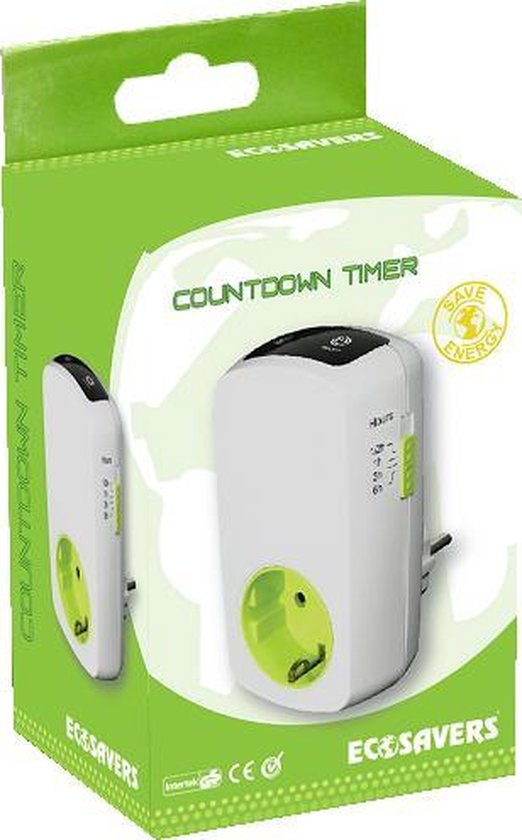 EcoSavers Countdown Countup Tijdschakeling met countdown (aftel) en countup (optel) functie| NIET geschikt voor Belgie | Nederlands stopcontact  | GS-keurmerk