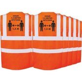 10x Oranje Corona/COVID-19 vesten/hesjes 1,5 meter afstand voor volwassenen - Veiligheidsvest werkkleding - RIVM regels/richtlijnen - Flatten the curve - Stay safe