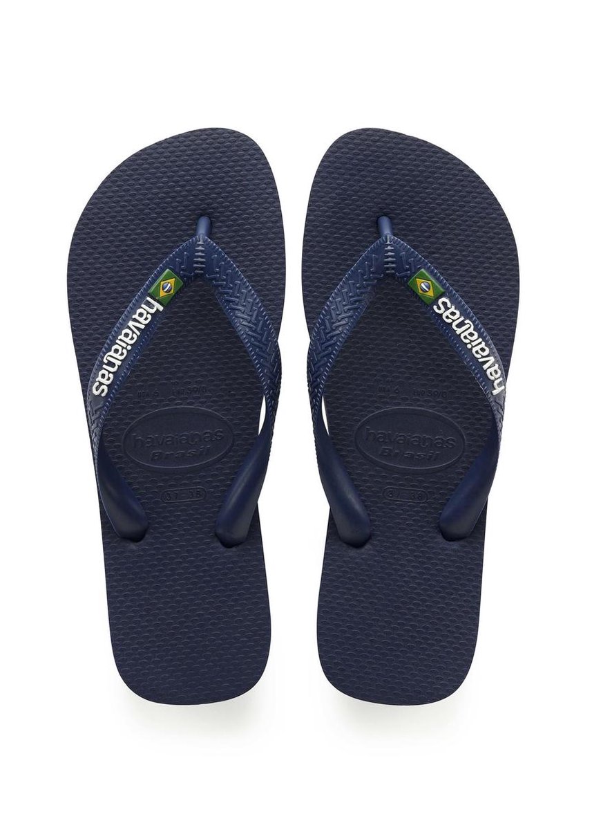 Havaianas Brasil Logo Unisex Slippers - Navy Blue - Maat 43/44