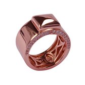 Brigada - ring met vierkant en zirkonia steentjes - rosé veguld - maat 19 - 925 sterling zilver