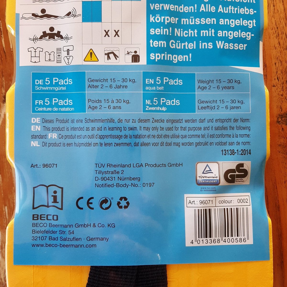 Beco Sealife - Zwemgordel voor kinderen - Geel - 30 kg — afbeelding 2