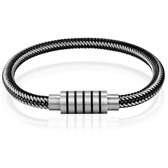 Heren armband Leer Edelstaal Magnetische sluiting - 19cm