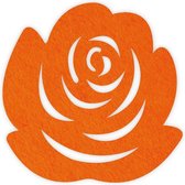 Roos vilt onderzetter - Oranje - 6 stuks - ø 9,5 cm Rond - Glas onderzetter - Cadeau - Woondecoratie - Woonkamer - Tafelbescherming - Onderzetters Voor Glazen - Keukenbenodigdheden