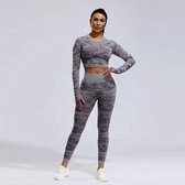 Army Long Sleeve Crop Top - Paars