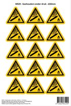 Pictogram sticker W029 - Gashouders onder druk - Δ50mm - 15 stickers op 1 vel