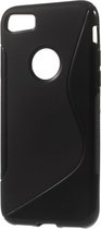 Shop4 - iPhone SE (2020) Hoesje - Zachte Back Case S Shape Zwart