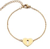 RVS hart sleutelgat armband 17-20 cm goudkleur | bff | liefde