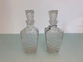 Karaf van glas met motief - set van 2 stuks