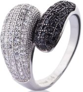 Schitterende Zilveren Abstracte Ring | Dames ring | 925 Zilver | 18,50 mm. Maat 58 | Jonline