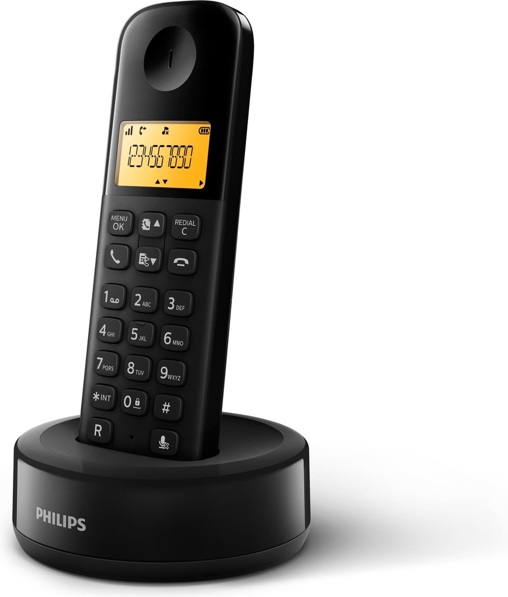 Philips D1601B / 01- Téléphone DECT sans fil avec 1 combiné, grand écran  (4,1 cm) et... | bol