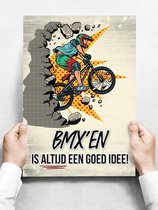 Wandbord: BMX'en is altijd een goed idee! - 30 x 42 cm