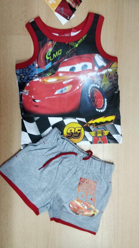Disney Cars set mouwloos rood maat 122/128