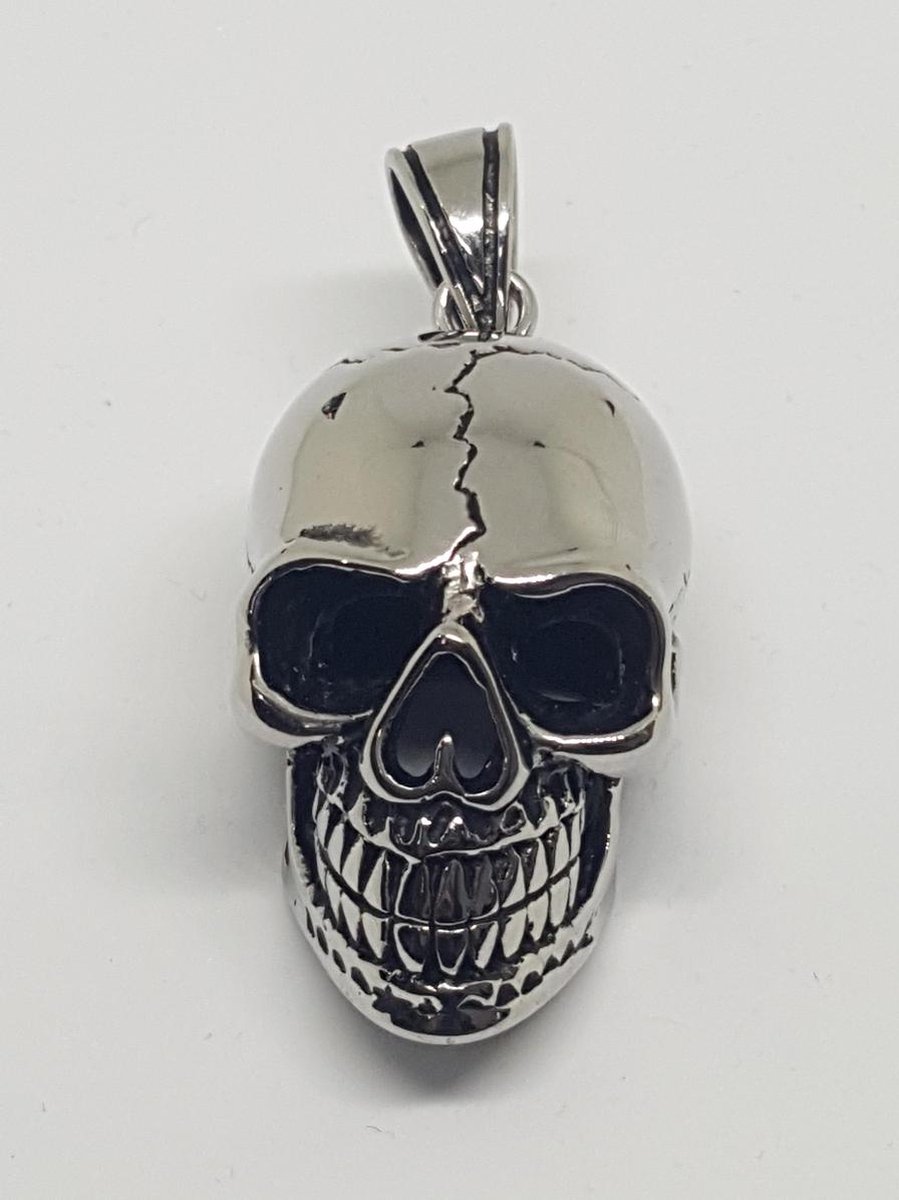 RH Jewelry® Herenhanger “Gepolijste Skull” – 316L Chirurgisch Staal – Hypoallergeen – Inclusief Luxe Geschenkdoos