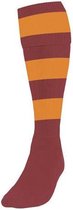 Chaussettes de football Precision Hooped Junior Nylon Bordeaux / orange Taille 30-34