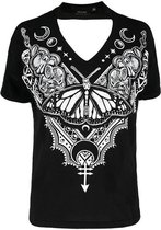 Restyle Top -XS- Henna Butterfly Zwart