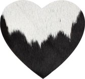 Mars & More - Glazen onderzetters-  koe huid -  hart - zwart/wit - 14x14x0,3cm - 6 stuks