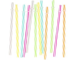 Herbruikbare Rietjes - Gekleurde rietjes - Duurzaam - Milieuvriendelijk - Stevig kunststof - Multicolor - Kitchen Korner - 10 stuks