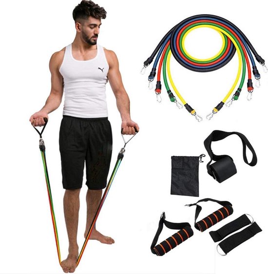 HCT STYLE Weerstandsbanden Set - 5 Fitness Elastieken van Natuurlijk Latex voor Thuis Workout