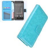 HTC Desire 628 smartphone hoesje wallet book style case turquoise