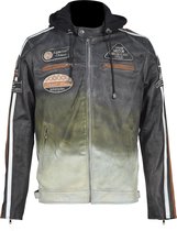 Urban Leather Fifty Eight Veste de moto en cuir Hommes - Noir Beige - Taille S