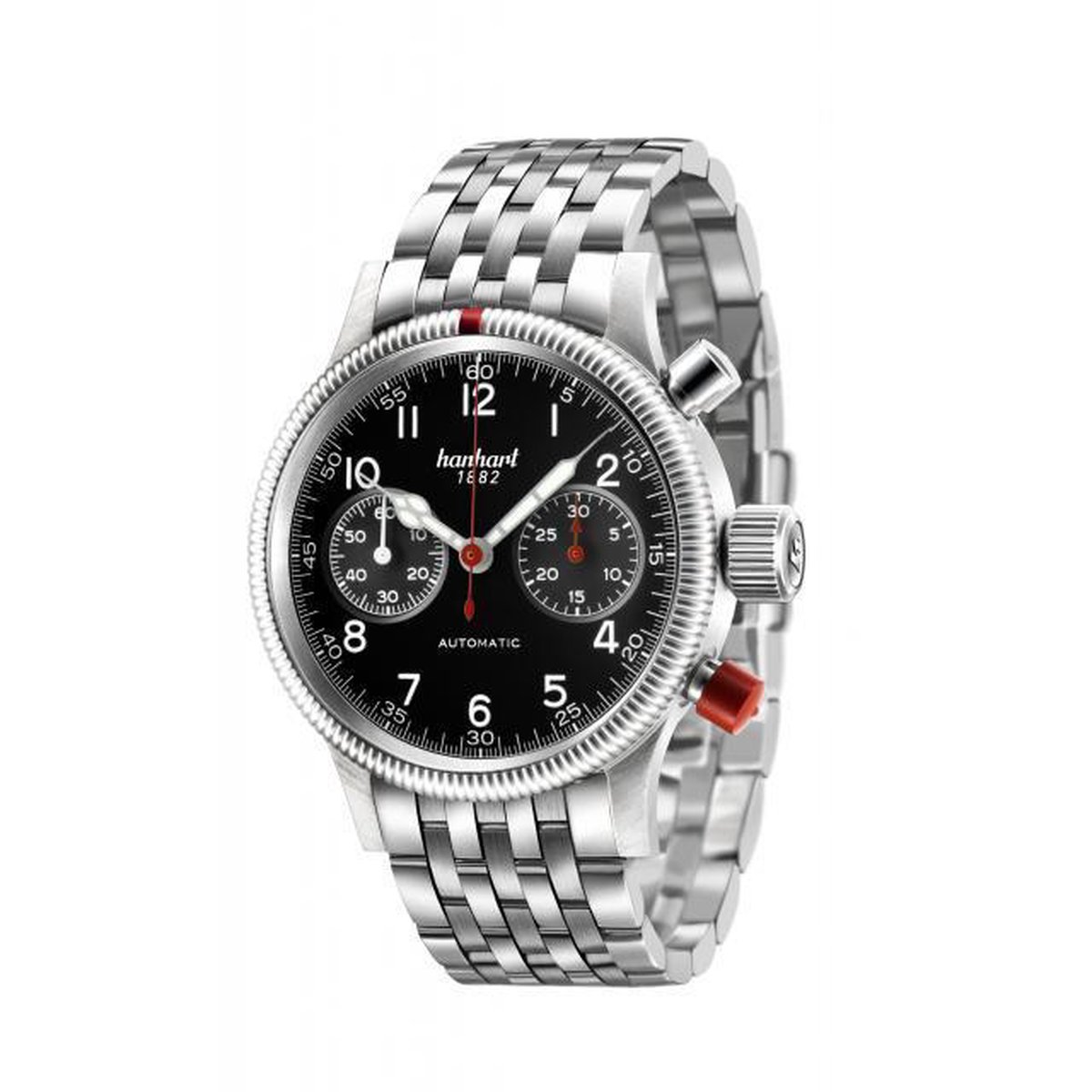 Hanhart Pioneer Mk II Horloge Zwart, zilverkleurige band