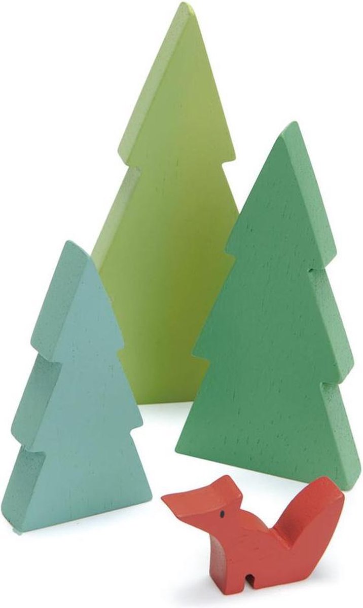 Tender Leaf Toys Speelgoed Dennenbomen En Vos 23 Cm Hout