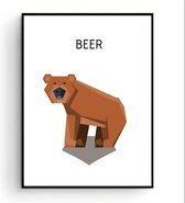 Postercity - Design Canvas Poster Pixel Beer / Jungle Dieren / Kinderkamer / Dieren Poster / Babykamer - Kinderposter / Babyshower Cadeau / Muurdecoratie / 40 x 30cm / A3