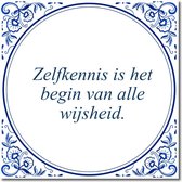 Tegeltje met standaard - Zelfkennis is het begin van alle wijsheid.