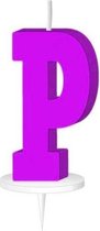 Haza Original Letterkaars ''p'' Met Houder 4 Cm Wax Fuchsia