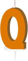 Haza Original Letterkaars ''q'' Met Houder 4 Cm Wax Oranje