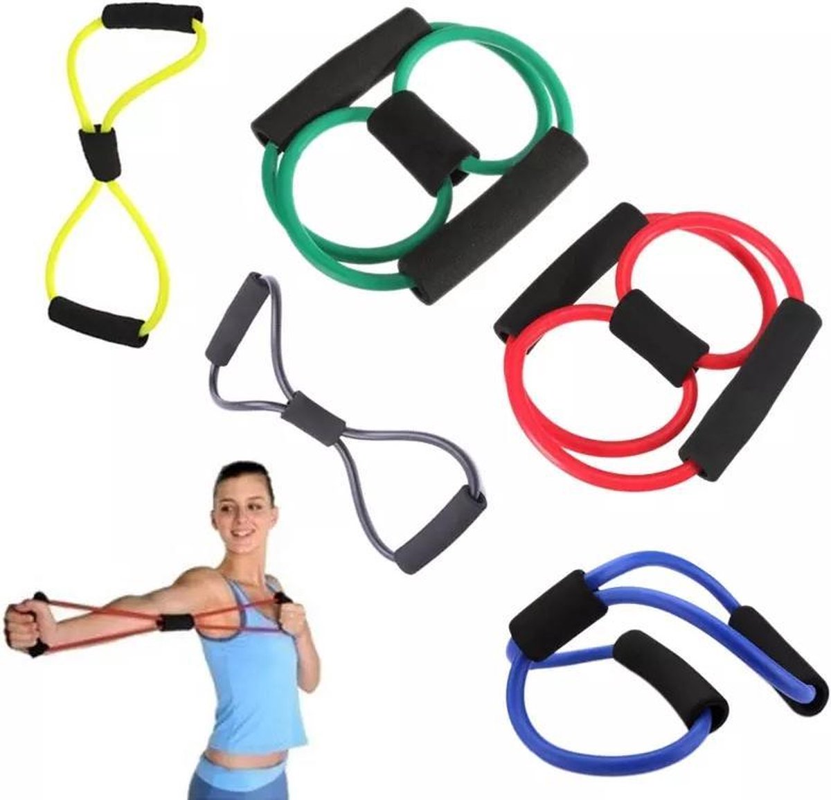 LOUZIR Fitness Elastiek- Resistance Power Band Tube - Fitnessbanden - Weerstandskabel - Zwart
