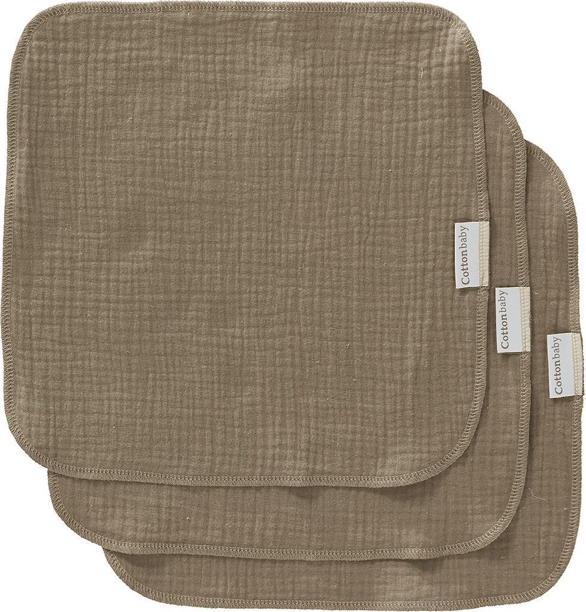 Goedkoopste Cottonbaby spuugdoekjes - taupe - per set van 3 stuks