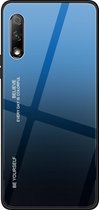 Voor Huawei Honor 9X Gradient Color Glass Case (blauw)