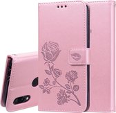 Rose reliÃ«f horizontale flip PU lederen tas voor Geschikt voor Xiaomi Redmi 7, met houder en kaartsleuven en portemonnee (rose goud)