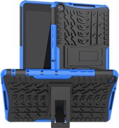 Voor Huawei MediaPad M5 Lite 8 Tire Texture TPU + PC schokbestendige hoes met houder (blauw)