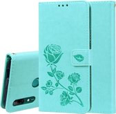 Rose reliëf horizontale Flip PU lederen tas voor Huawei P Smart Z, met houder & kaartsleuven & portemonnee (groen)