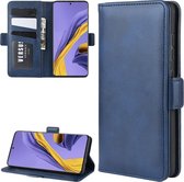 Voor Galaxy A51 Dual-side magnetische gesp horizontale flip lederen tas met houder & kaartsleuven & portemonnee (donkerblauw)