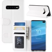 R64 textuur enkele vouw horizontale flip lederen case voor Galaxy S10 +, met houder & kaartsleuven & portemonnee (wit)