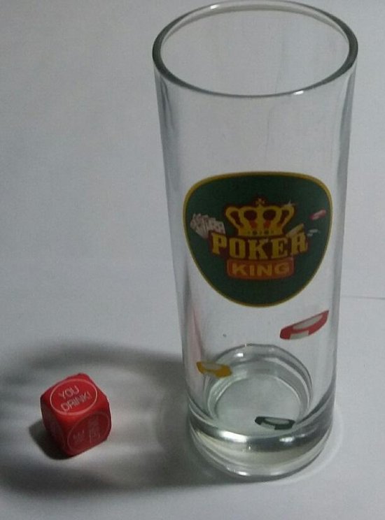 Afbeelding van het spel longdrinkglas - poker - met dobbelsteen