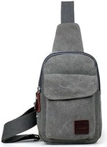 Moodadventures | Tassen | Canvas Crossbody Tas Grijs | 25 x 19 x 4 cm.