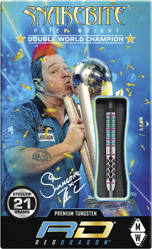 RED DRAGON - Peter Wright Snakebite Supa-Venom: Steeltip Tungsten Dartpijlen Professioneel - 21 gram van Red Dragon — afbeelding 3