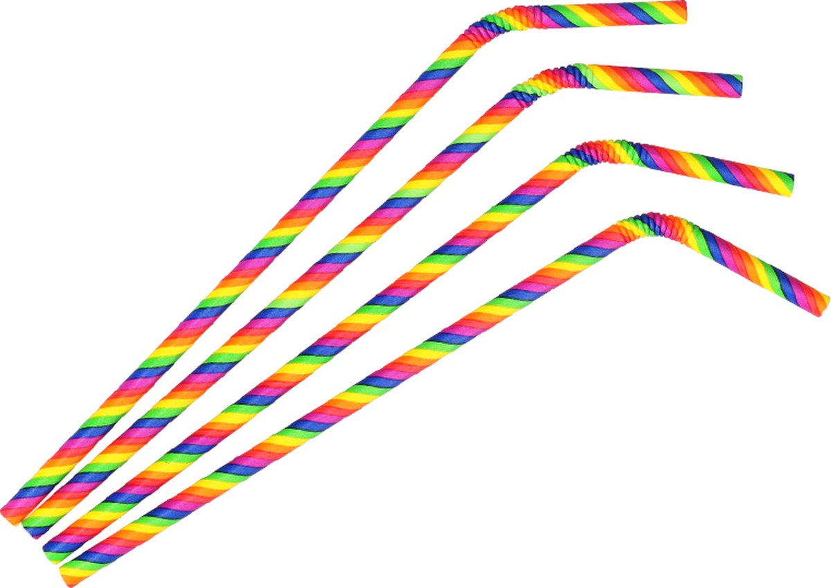 buig drinkrietje papier rainbow ø6mm x 240mm 200 stuks