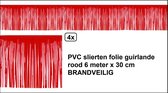 3x PVC folie guirlande slierten rood 6 meter x 30 cm BRANDVEILIG - Festival thema feest party brand veilig versiering